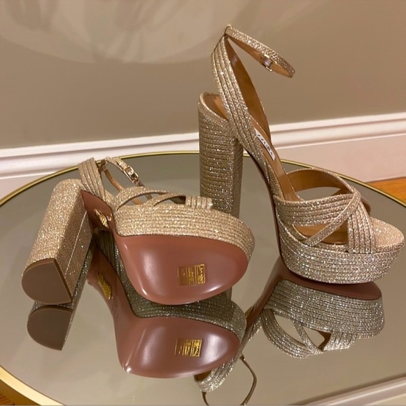 Aquazzura Sundance 140 Glitter platform heels sz 40 - Picture 14 of 17